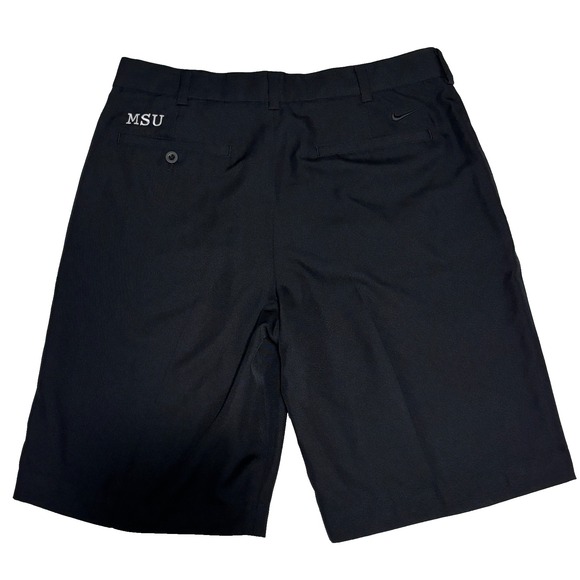 Nike Other - Nike Golf Black Shorts Men's 32‎ MSU Logo Embroidered Pleated Front Polyester